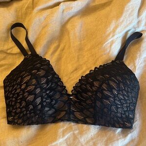 Montelle Intimates Padded Wireless Elegant Black Lace Bra 34E 34DD NEW